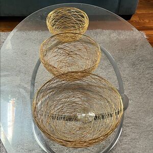 Set of Gold Wire Decorative Bowls